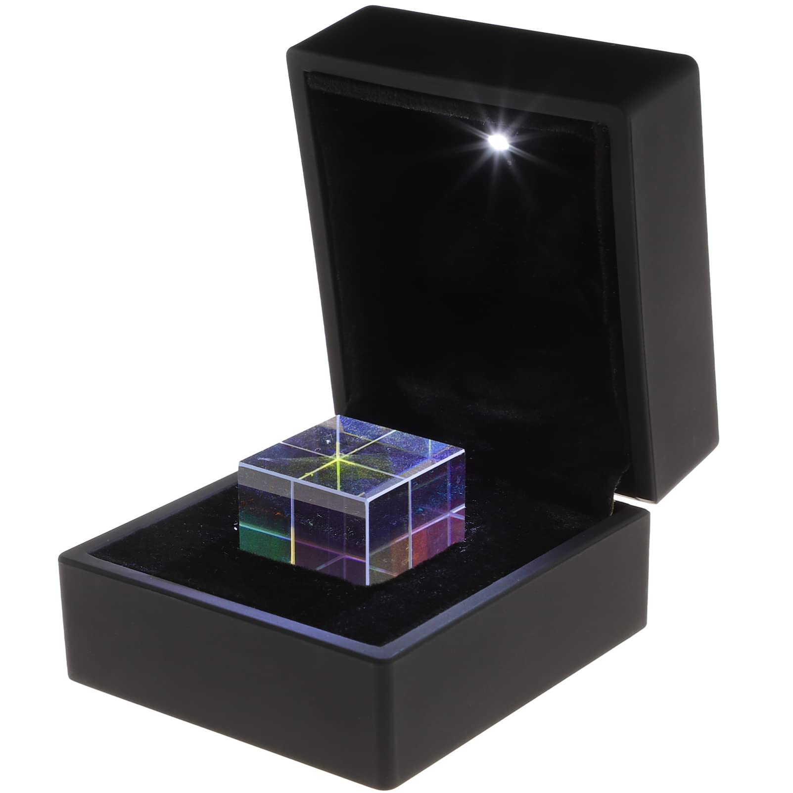 UKCOCO 1pcs 2.2x2.2x2.2cm Optical Glass RGB Dispersion Prism Cube with Box for Teaching Light Spectrum Physics and Art Decor