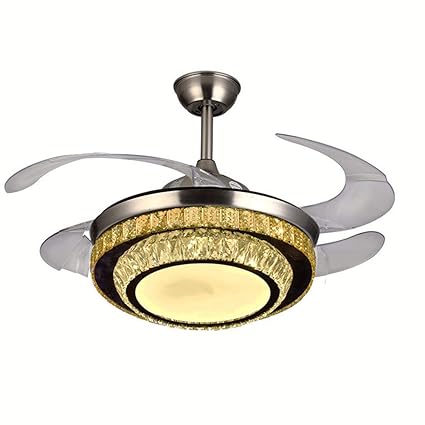 Senhome Crystal Retractable Ceiling Fan With Light Led Dimmable