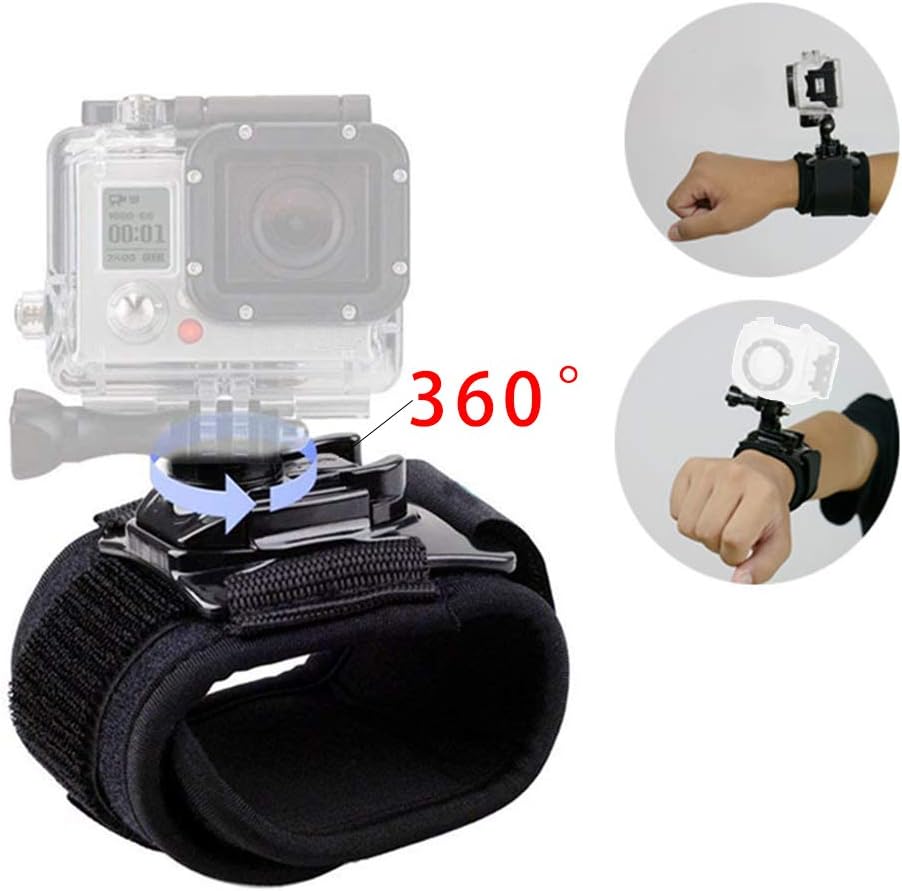 360° Rotating Wrist Strap Mount Compatible with GoPro Hero 8/7/2018/6/5 Black, Mount Arm Band Holder Action Camera Outdoor Sports Accessories for GoPro Wrist Strap