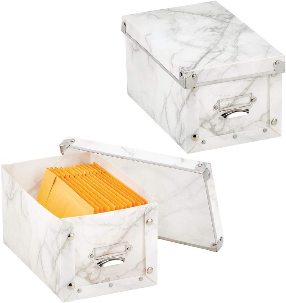 mDesign 2er-Set Aufbewahrungsbox mit Deckel – stapelbare Kunststoffbox