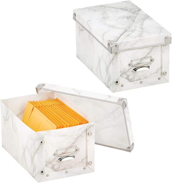 mDesign 2er-Set Aufbewahrungsbox mit Deckel – stapelbare Kunststoffbox