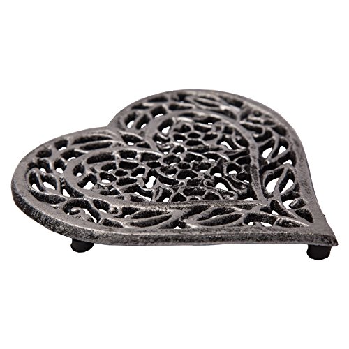 image for Cast Iron Heart Trivet | Decorative Cast Iron Trivet For Kitchen Or Di