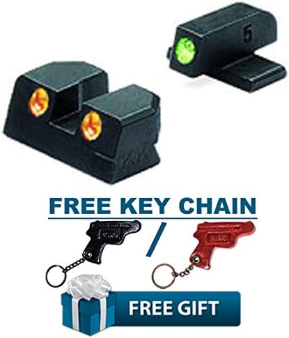 ML-10129 Meprolight Orange/Green Tru-Dot® Night Front and Rear Sights for .40 S&W and .45 ACP Caliber P-series + KIRO Leather Key Chain