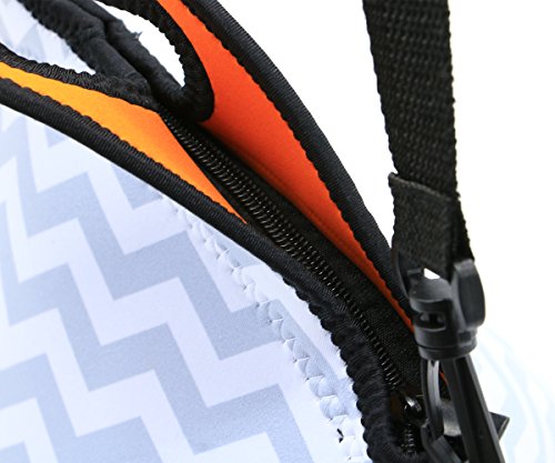 Orchidtent Neoprene Water Resistant Portable Lunch Bag Carry Case Tote with Zipper Strap Box Cooler Container Bags Picnic Outdoor Travel Fashionable Handbag Pouch for Women Men Kids Girls (GREY)