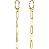 Gold Paperclip Earrings for Women Long Chain Earrings