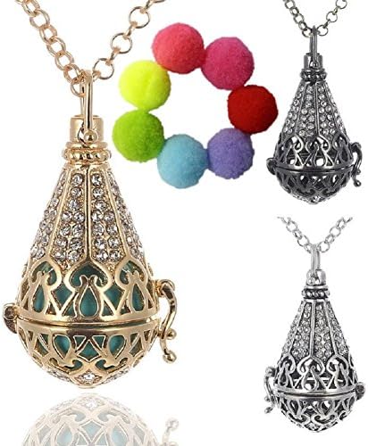 Sharefashion Teardrop Water Flower Rhinestone Cone Locket Necklace Essential Oil Aromatherapy Diffuser