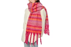 OUNIYA Large Chunky Plaid Scarf Checked Colorful Oversized Scarves Soft Big Cashmere Wool Thick Winter Warm Blanket Women