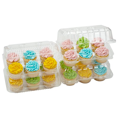 Decony Cupcake Boxes 6 Count [ MADE IN USA ] Clear Plastic Cupcake