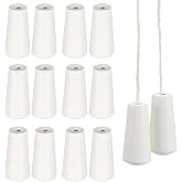 DECHOUS 12Pcs Window Blind Wood Cord Pulls: White Decorative Shade Pull Cord Knobs Drops End for Home Office Window Roman Blinds or Shades Accessories