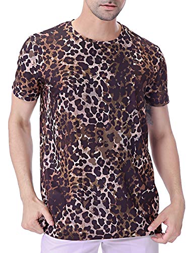 COSAVOROCK-Magliette-Stampa-Leopardo-Manica-Corta-da-Uomo