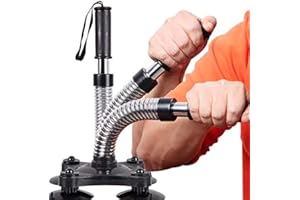 MOVEMINT Anchored Power Twister - Arm Wrestling Resistance Spring Bar Exerciser for Biceps, Forearms, Shoulders, Chest (Suctions to Smooth, Grounded Surface Only)