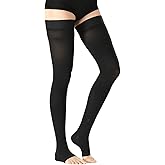 ZOECALA Thigh High Medical Compression Stockings for Women & Men,20-30 mmHg Thigh High Compression Socks,Open Toe Graduated Support Hose with Silicone Dot Band-Ideal for Varicose Veins,Edema,Swelling