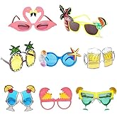 Creative Hawaiian Tropical Sunglasses - 8 Pack Luau Fancy Dress Party Supply, Beach Photo Booth Props