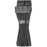 CableMod Pro ModMesh Sleeved 24-pin ATX Extension (Carbon, 30cm) | Thicker Wires for a Fuller Look. Pre-Installed Closed Cable Combs. Nylon Sleeving. Heatshrink Free