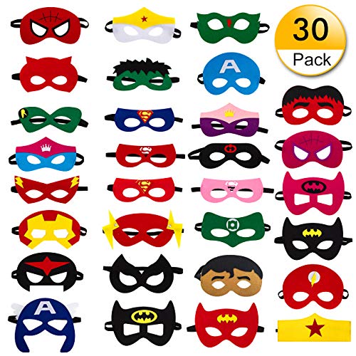 image for Solovey 30pcs Superhero Felt Masks for Kids Party Cosplay Superhero Ma
