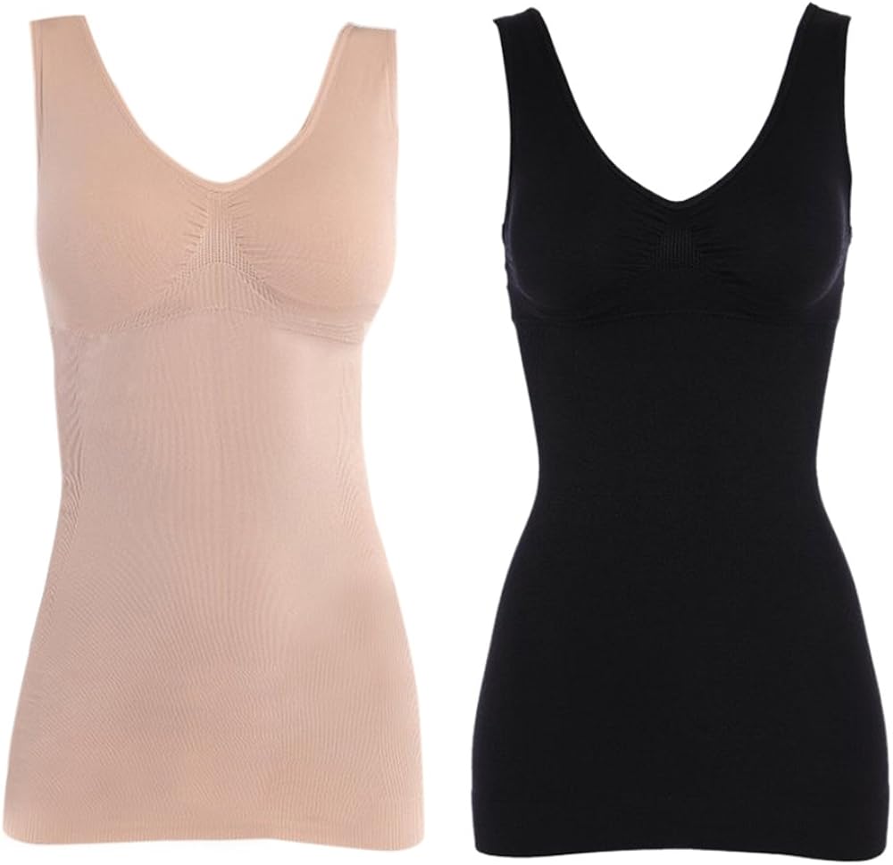 SJINC Women's Cami Shaper Tummy Control Padded Seamless Long Compression Tank Top at  Women’s Clothing store
