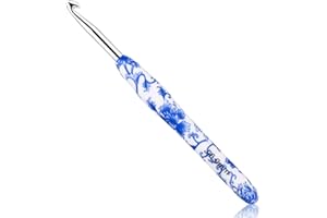 BCMRUN 6 mm(J) Crochet Hook, Ergonomic Handle for Arthritic Hands, Soft Rubber Grip Extra Long Knitting Needles for Beginners and Knitting Crocheting Yarn (6.0mm-J)