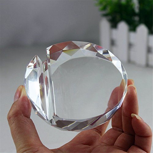 Crystal Glass Faceted Card Holder Ball Paperweight Clear Rare Feng