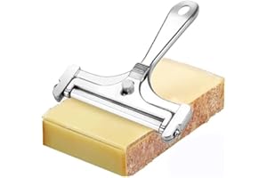 Kitchen Stainless Steel Wire Cheese Slicer - Adjustable Hand Held Cutter Premium Shaver for Mozzarella, Cheddar, Gruyere - Ch