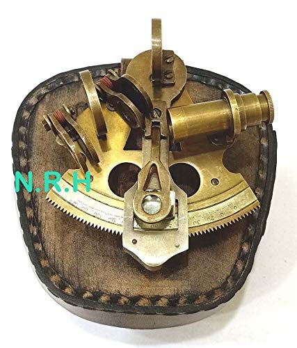 Antique Replica Vintage Nautical Solid Brass Sextant Nautical Maritime Astrolabe Marine With Lather Cash