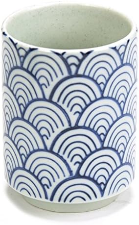 Karakusa Japanese Teacup Mug Blue &amp; White – Seigaiha (FDC2)