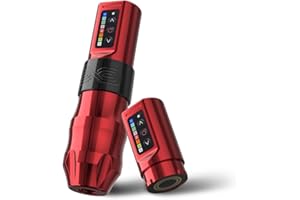 KISS OF DRAGON Moteng Wireless Tattoo Gun Rotary Cartridge Tattoo Gun with Extra 2000mAh Battery Power Coreless Motor Tattoo Equipment Supply for Professionals and Beginners Tattoo Artists,Red+ Extra Battery