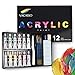VACASSO Acrylic Paint Set with 12 Vivid Colors, Bonus 3pcs Brushes and Palette, Quality Paint Start Kit for Kids & Adults, Perfect for Art Craft Painting