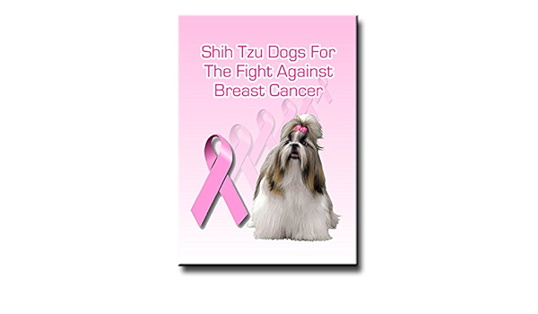 Shih Tzu imán para nevera de apoyo de cáncer de mama : Amazon ...