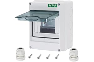 Otdorpatio Breaker Box Distribution Protection Box, IP65 Clear Cover Electrical Box, ABS Power Supply Electronic Junction Box Din Rail Enclosure for Circuit Breaker on The Wall 5 Way(120x160x95mm)