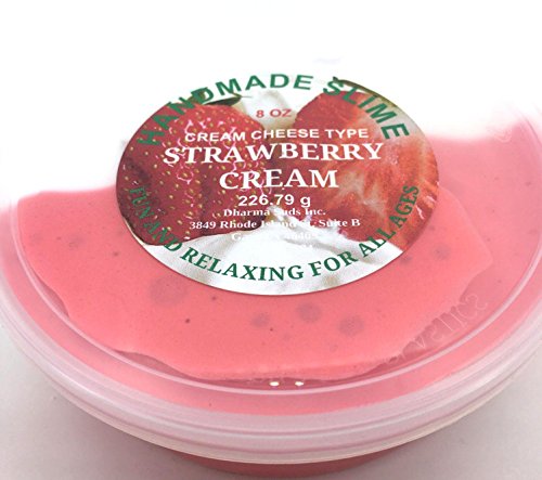 Handmade Slime Cream Cheese type Strawberries and cream scented 8 oz container