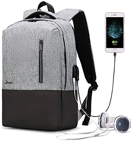 DEELFEL 15.6" Laptop Backpack with USB Charging Port & Headset Port Waterproof Travel Backpacks for Men & Women Lightweight Bags School College Students Notebook Bookbag