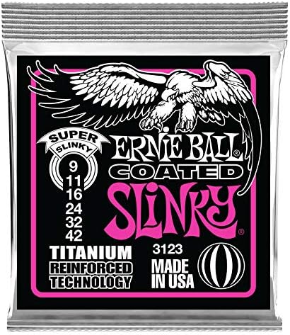 Ernie Ball Super Slinky Coated Titanium RPS Electric Guitar Strings - 9 ...
