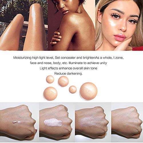 Liquid Highlighter, LEEGOAL Waterproof Smooth Shimmer Face Body Glow Liquid Highlighter, Illuminator Makeup for Face Lip Body Contour Makeup