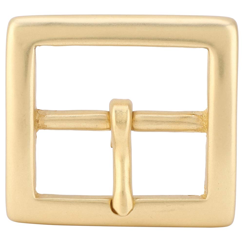 Cikonielf Brass Square Single Prong Belt Buckle with Free Center Bar - Gold for Leather Craft Supplies, Bag Making and DIY Hardware Accessories