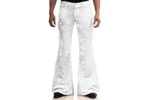 EVEDESIGN Mens Bell Bottom Velvet Pants 60s 70s Disco Outfits for Men Vintage Flared Jeans
