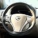 ANTYE Universal 15 inch Microfiber Leather Auto Car Steering Wheel Cover Anti-Slip Stitch On Wrap Hand Sewing with Needle & Thread (Size M, Black)