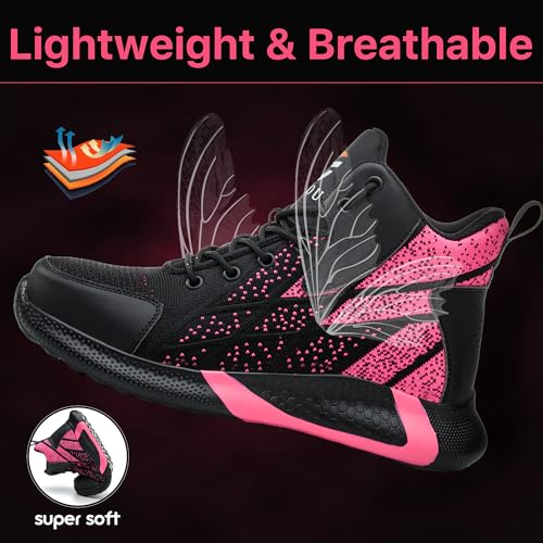 COOU Safety Boots for Men Lightweight Safety Shoes Women Breathable Safety Footwear Steel Toe Work Boots