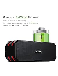 Wirezoll IP67 altavoz bluetooth impermeable 20 w, altavoz inalámbrico estéreo portátil con soporte de bicicleta universal, bajos mejorados, 15 horas de reproducción, compatible con tarjeta tf, micrófono integrado, negro y rojo