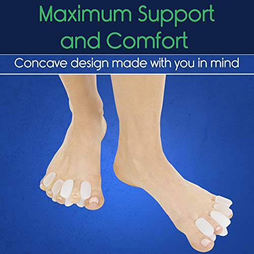 ViveSole Toe Spacers (8 PIECES) - Silicone Gel Feet Separator Spreaders - Straighten Overlapping Toes - Foot Yoga Stretchers for Men, Women Pain Relief - Bunion, Toe Alignment Corrector - Pedicure Aid