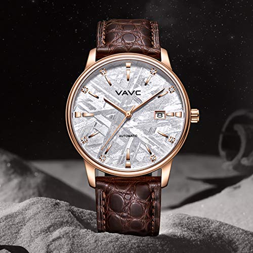 VAVC-Mens-Meteorite-Dial-Waterproof-Automatic-Self-Wind-Wrist-Watch-with-Brown-Leather-Band