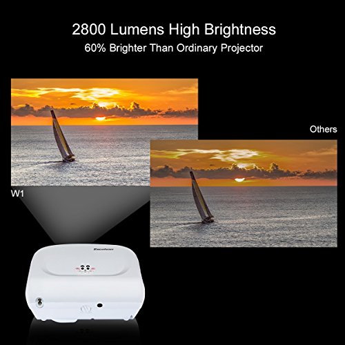 Portable Porjector, Multimedia Entertainment Games Party 1080P HD Video Projector 120 Inch with Mount Hole for Home Cinema Theater Project Support DVD TV PC Laptop iPhone Android Phone - Thumbnail 6