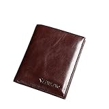 Genuine Cowhide Leather Extra Capacity Mini Bifold Wallet Coffee