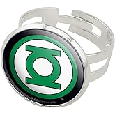 GRAPHICS &amp; MORE Green Lantern Logo Silver Plated Adjustable Novelty Ring