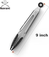 Navani 9-inch Silicone Tongs Cooking Air Fryer Salad Grilling BBQ Stainless view 2