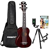 Luna Guitars UKE-VMS-RDS-KIT-2 Vintage with Chroma Cast Accessories, Red Satin Mahogany Soprano Ukulele