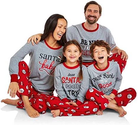Family Christmas Pajamas Set Santa Long Sleeve Letter Printed Sleepwear Nightwear Parent Child Family Equipment Matching