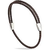 Forge & Foundry Men's Adjustable Black Braided Leather Bracelet | Highly Polished or Brushed Black Sliding Clasps | Design-Led, Artisan Jewelry from London | Trinity