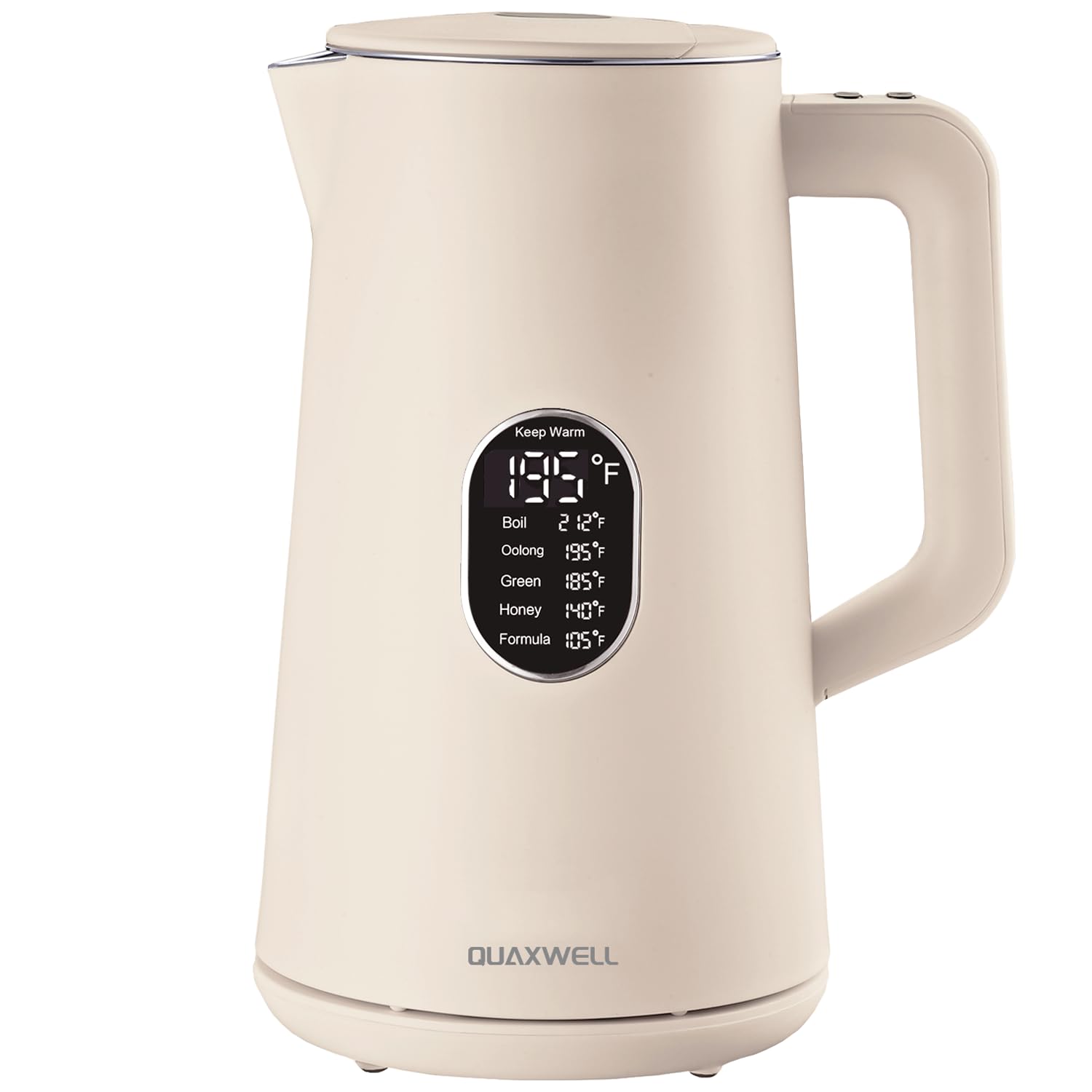 Photo 1 of QUAXWELL 1.5L Electric Kettle Stainless Steel, Double Wall Cool Touch Teapot, Fast Boil,5 Temperature Control, LED Display, Auto Shut-Off,Keep Warm Function,Cream White