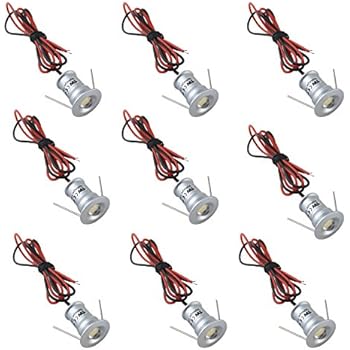 AIBOO 12V Under Cabinet LED Lights 9 Packs of Recessed Mini Downlights for Indoor with Hard Wired Cable and Connectors for Stair Step Furniture Showcase Lighting (Warm White)