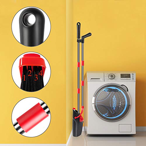 image for UDAODFA Premium Long Handle Broom and Dustpan Set, Self-Cleaning Broom